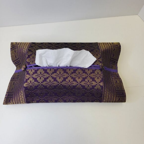 Home Accent Luxurious Tissue Box Purple Songket Tissue Box Cover - Picture 3 of 11